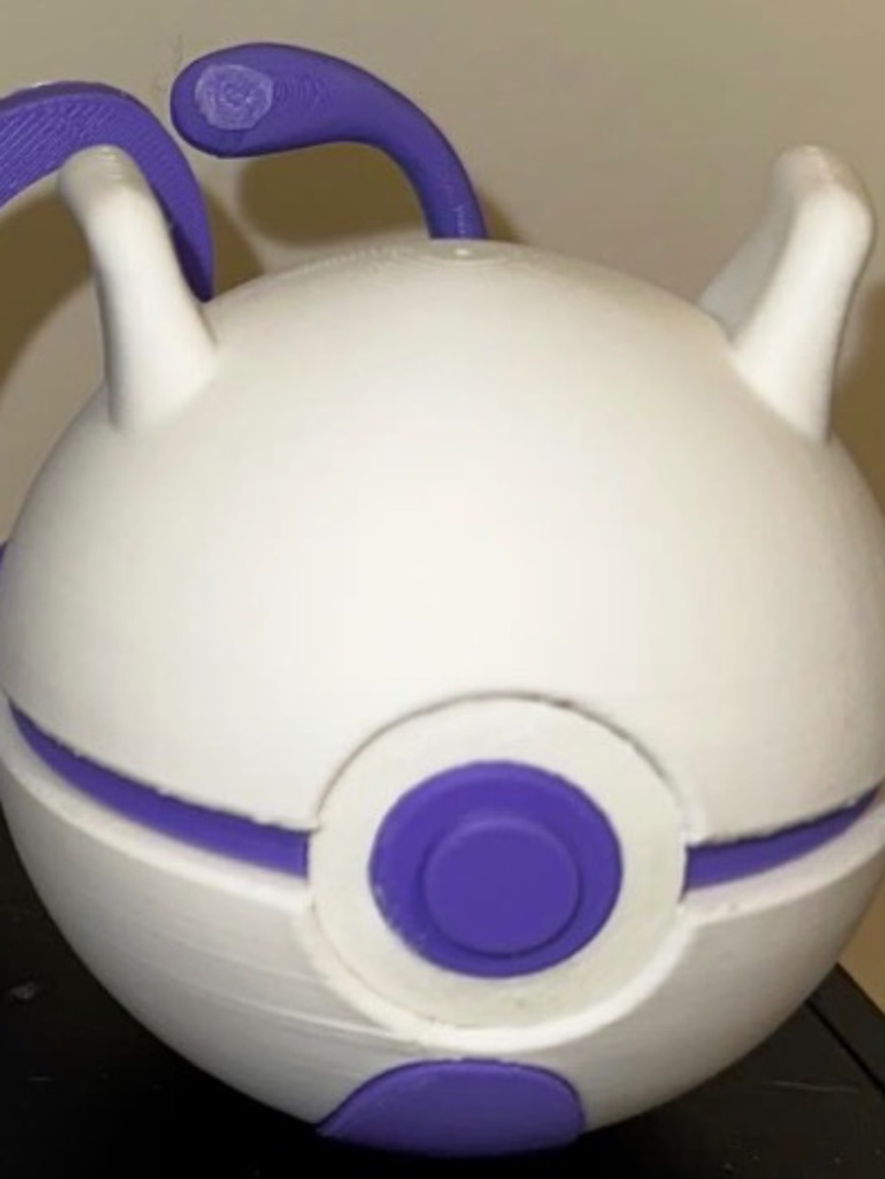 White and Purple Psychic Cat Ball Display – 3D Printed Genetics Monster Sphere